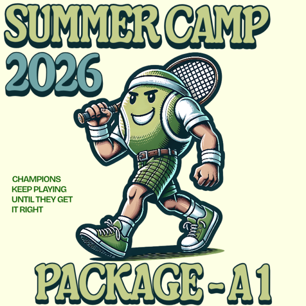 Summer Break Tennis Camp promotional graphic, version A1